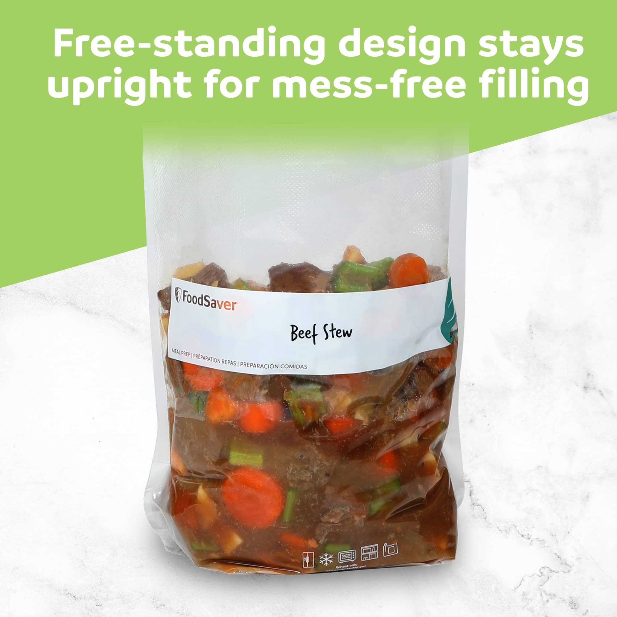 FoodSaver 12 Pack Easy Fill 1-Gallon Vacuum Sealer Bags w/ Free-Standing Design