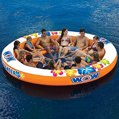 WOW Watersports 12 Person Inflatable Stadium Island Water Float for Lake, Orange - VMInnovations