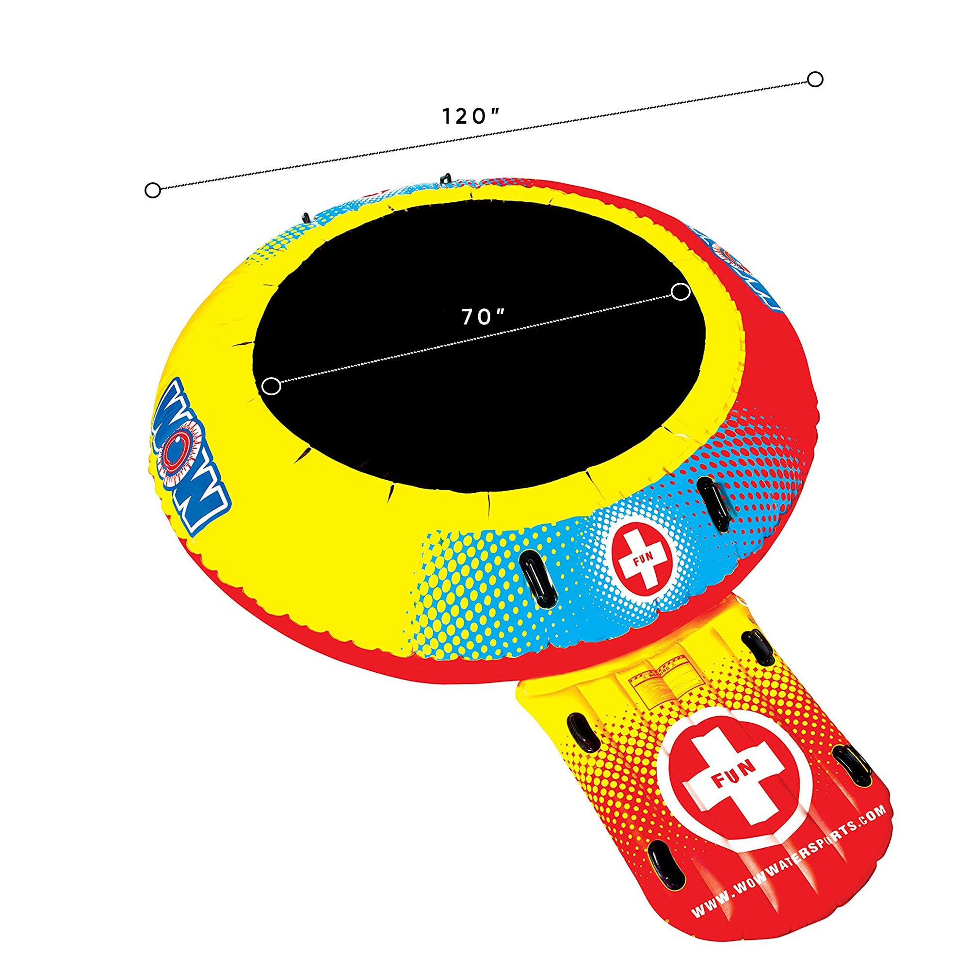 WOW Watersports 10 Foot Inflatable Float Trampoline Bouncer w/ Boarding Platform