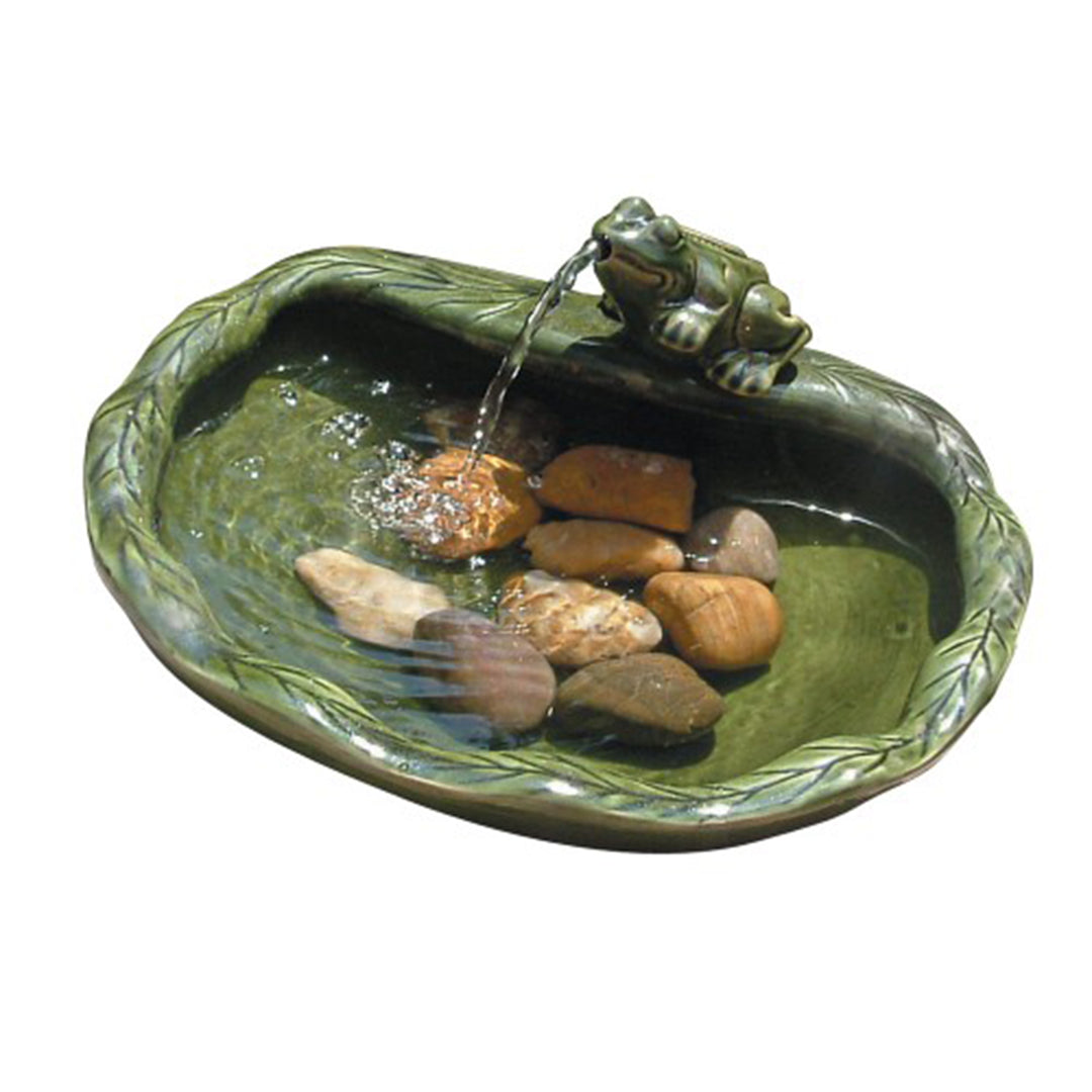 Smart Solar Solar Powered Ceramic Frog Fountain with Water Pump (Open Box)