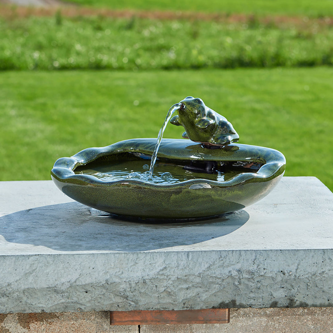 Smart Solar Solar Powered Ceramic Frog Fountain with Water Pump (Open Box)