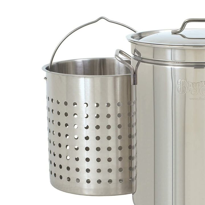 Bayou Classic 44 Qt Stainless Steel Stock Pot with Steamer Basket (Open Box)