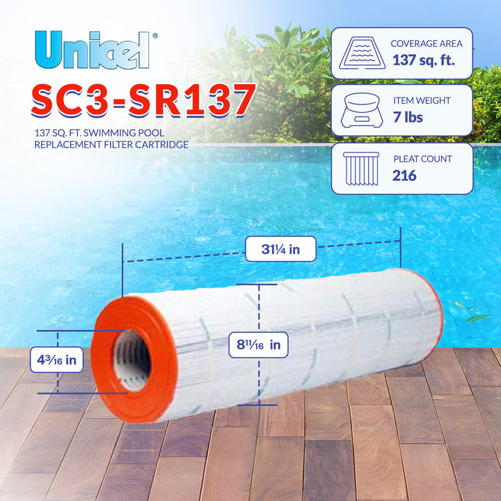 Unicel SC3-SR137 137 Square Foot 3 Oz Media Pool Filter Cartridge (Open Box)