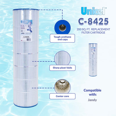 Unicel C-8425 Replacement 200 Sq Ft Swimming Pool Filter Cartridge, 250 Pleats