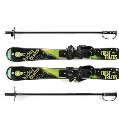 Lucky Bums Kids Beginner Snow Skis w/ Adjustable Bindings, Green (Open Box) - VMInnovations