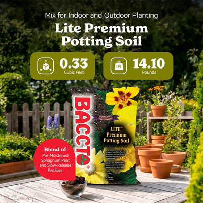 Michigan Peat 1420P Baccto Lite Premium Outdoor Potting Soil, 20 Quart (2 Pack)