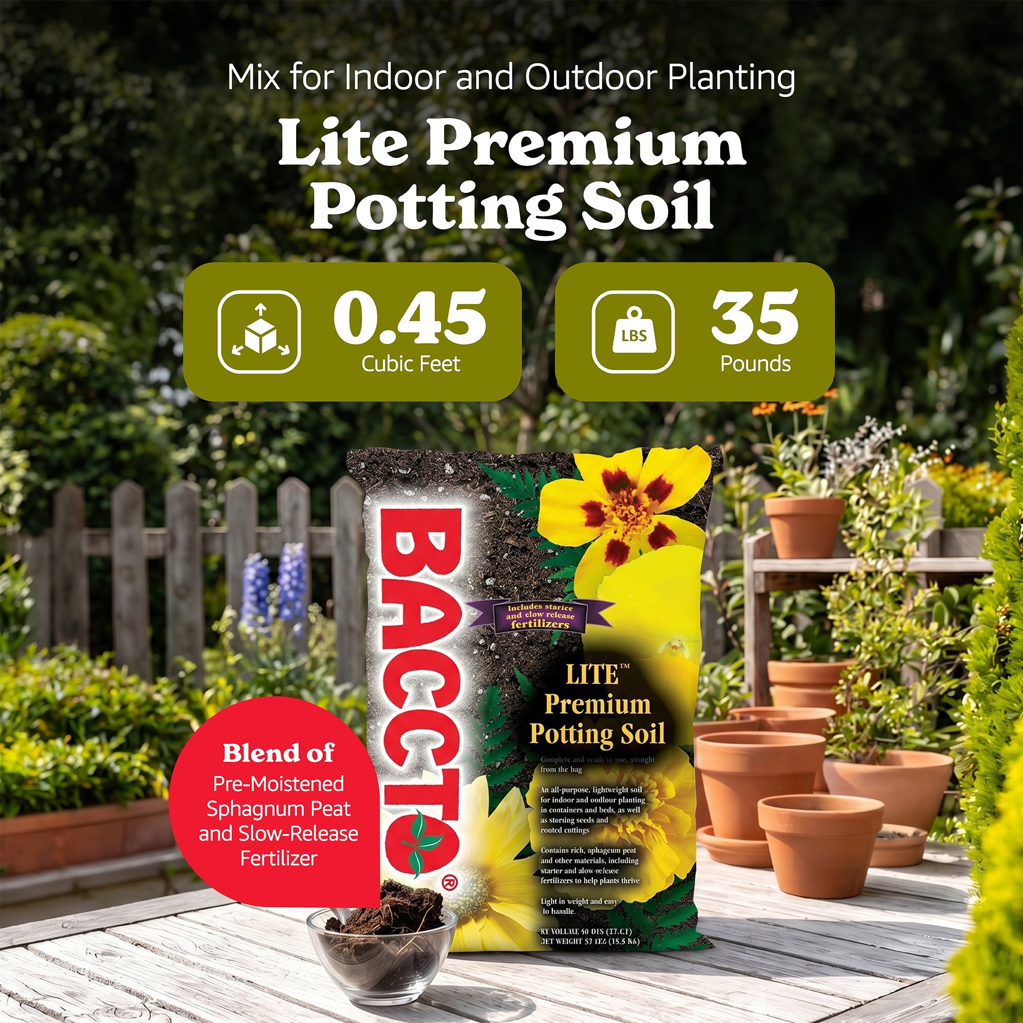 Michigan Peat 1440 Baccto Lite Premium Outdoor Potting Soil, 40 Quart (2 Pack)