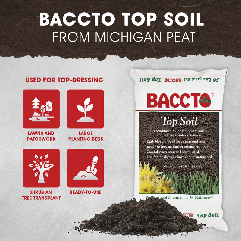 Michigan Peat Baccto Top Soil with Reed Sedge, Peat, and Sand, 50Lbs(Open Box)