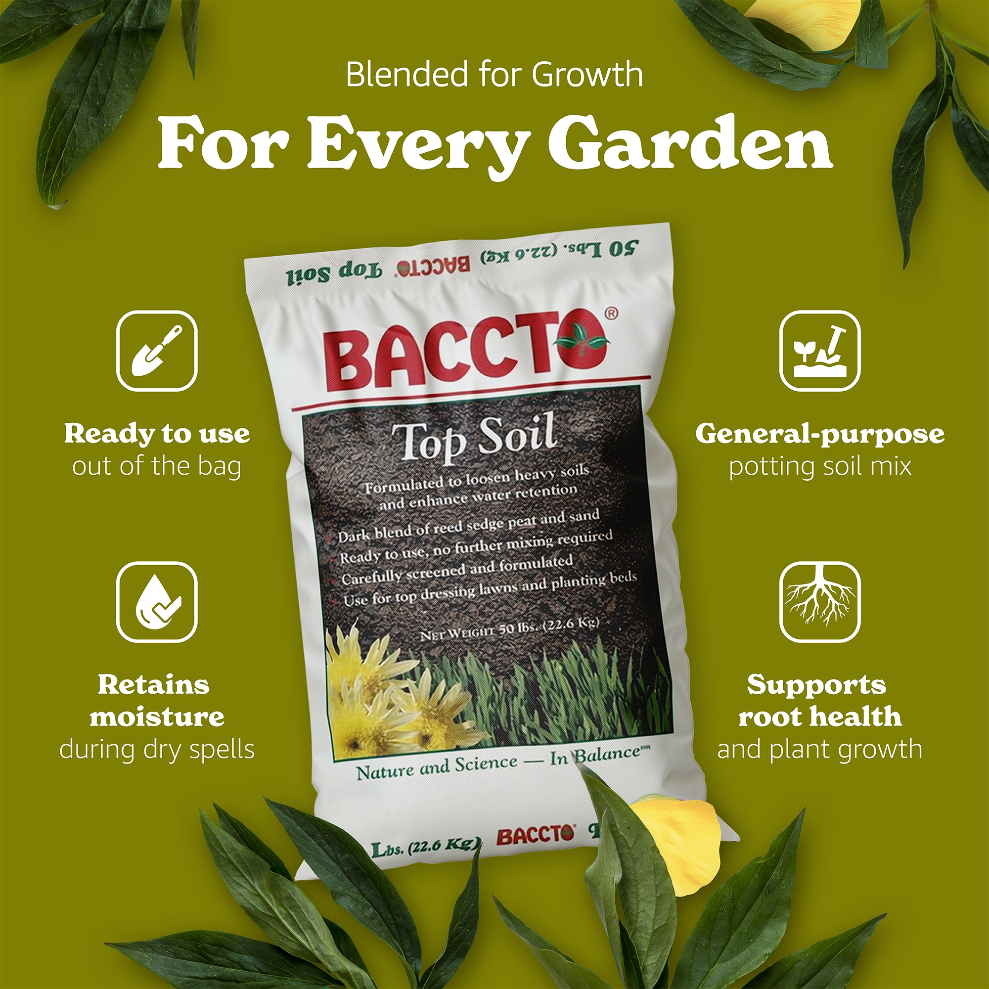 Michigan Peat Baccto Topsoil w/ Reed Sedge, Peat, and Sand, 50lbs (10 Pack)