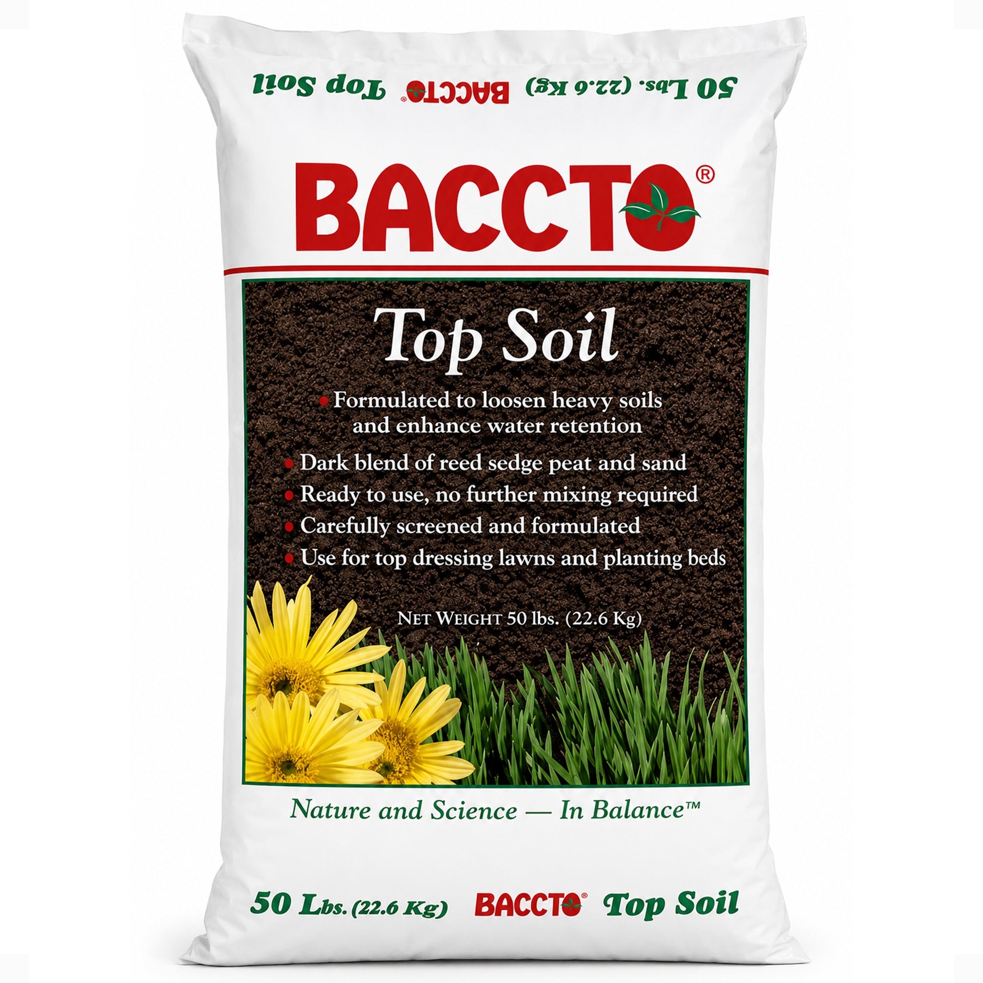 Michigan Peat Baccto Top Soil with Reed Sedge, Peat, and Sand, 50 Pounds, 1 Pack
