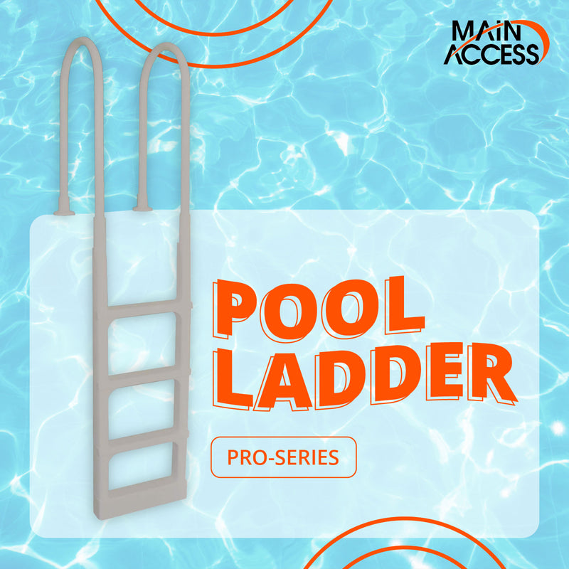 Main Access ProSeries 54 Inch Adjustable In Pool Above Ground Pool Ladder, Taupe