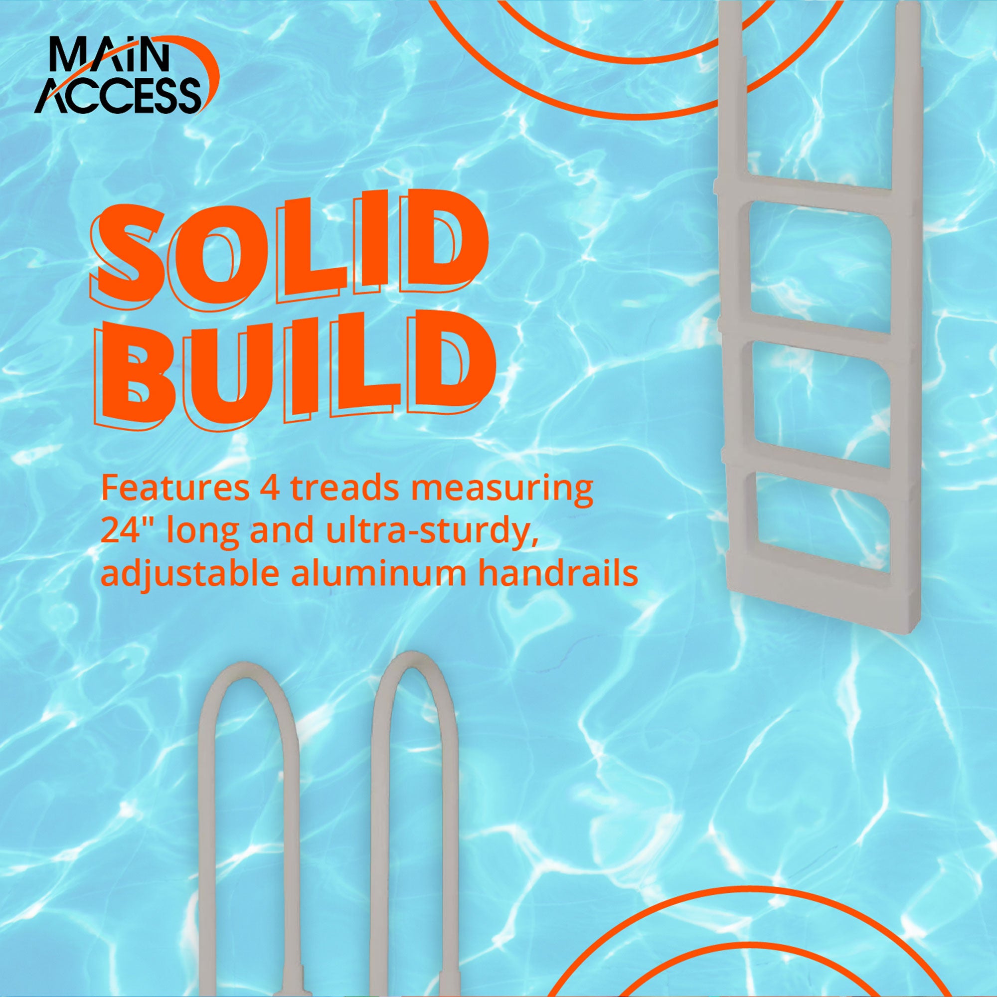 Main Access ProSeries 54 Inch Adjustable Pool Ladder, Taupe (Open Box) - VMInnovations