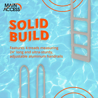 Main Access ProSeries 54 Inch Adjustable Pool Ladder, Taupe (Open Box) - VMInnovations
