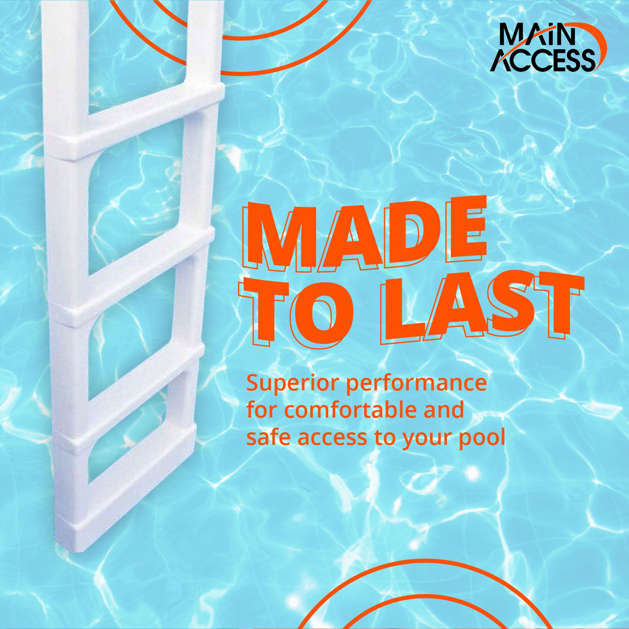 Main Access ProSeries 54 Inch Adjustable Pool Ladder, Taupe (Open Box) - VMInnovations