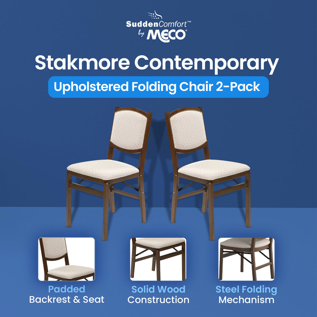 MECO Stakmore Contemporary Upholstered Fruitwood Folding Chair (2 Pack) (Used)