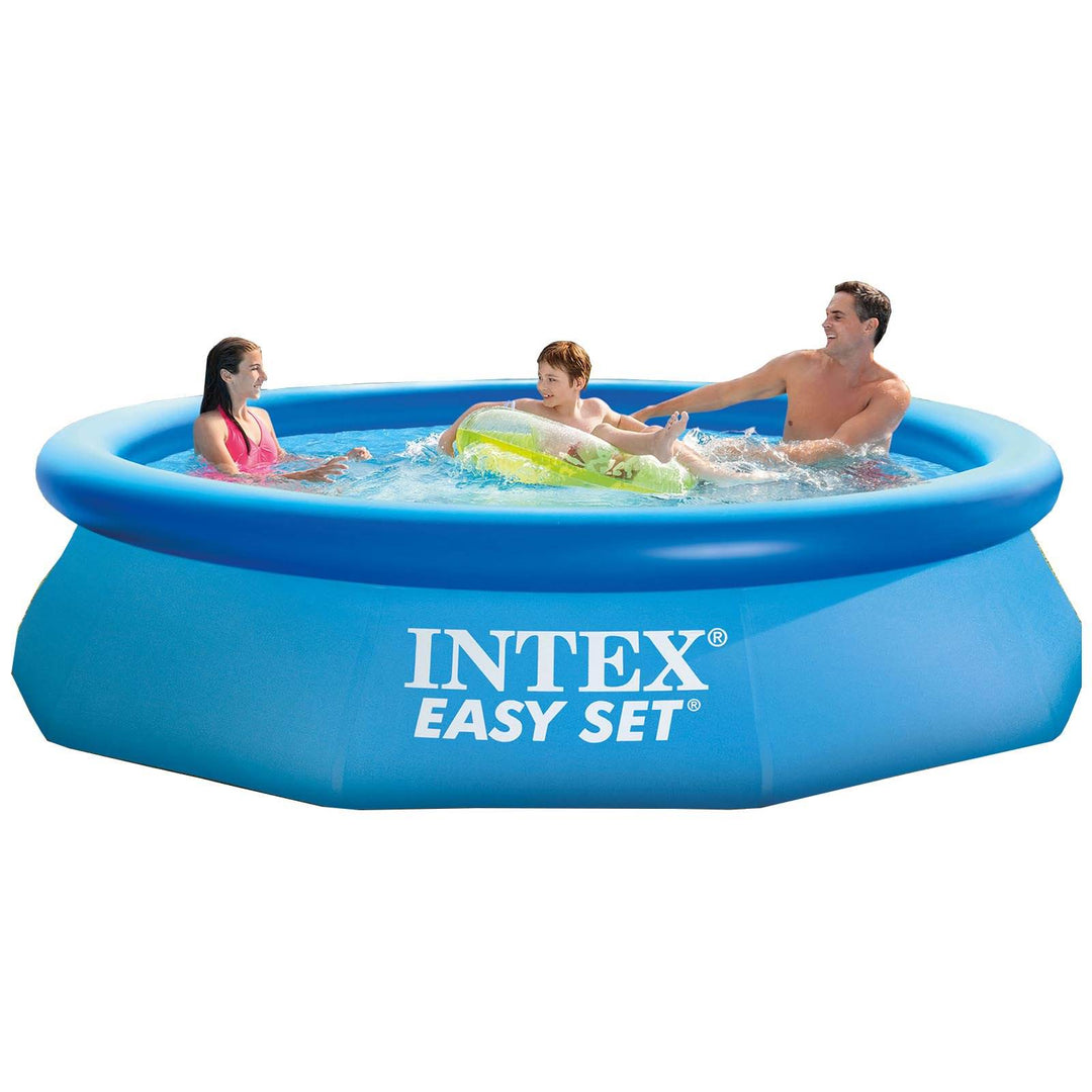 Intex 10ft Round Swimming Pool Cover & Easy Set 10ft x 30in Inflatable Pool - VMInnovations