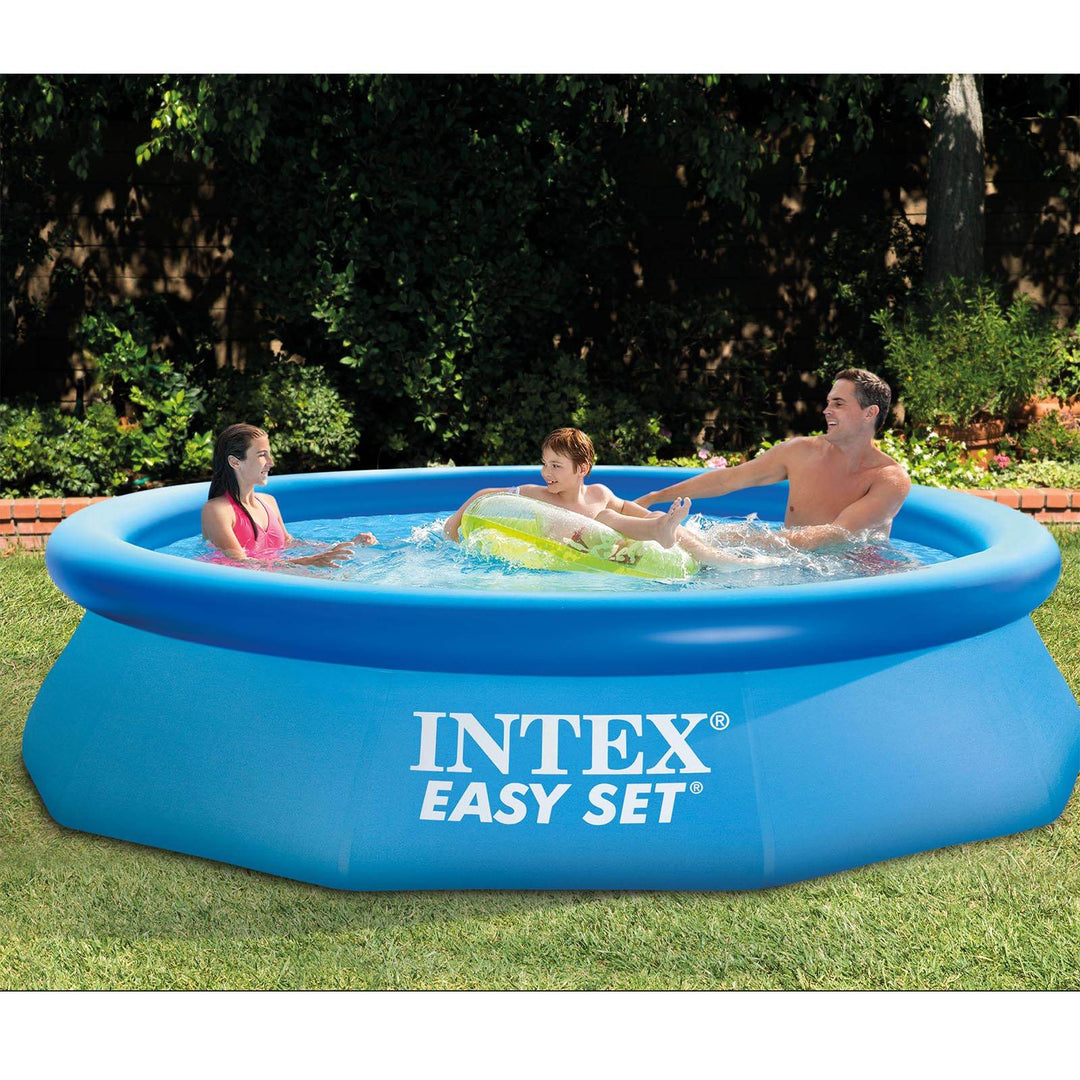 Intex 10ft Round Swimming Pool Cover & Easy Set 10ft x 30in Inflatable Pool