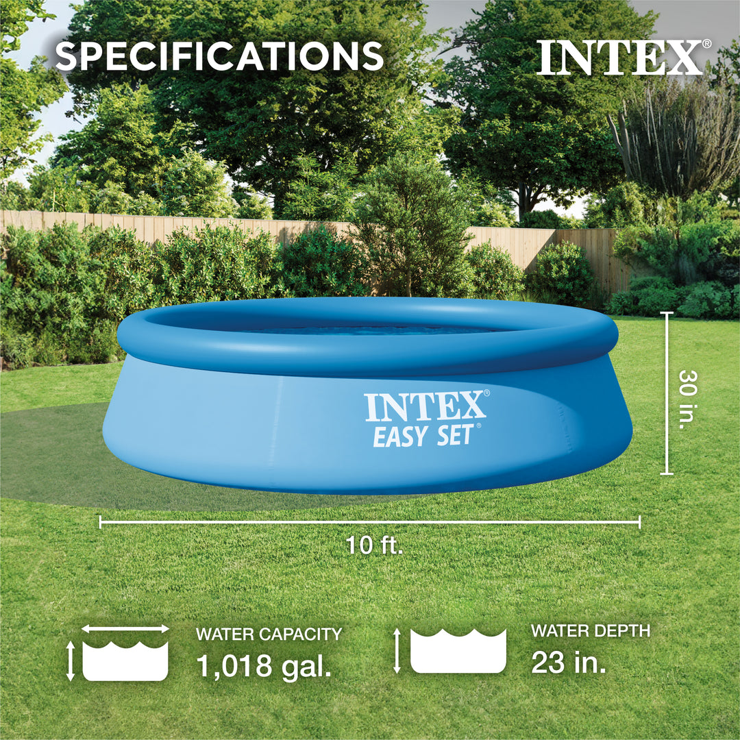 Intex Easy Set 10ft x 30in Above Ground Inflatable Round Swimming (Open Box)