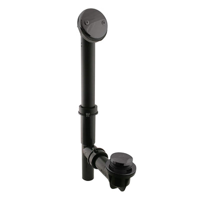 Westbrass 593144 Tubular Polymer Metal Waste Overflow Tiptoe Bath Drain, Black