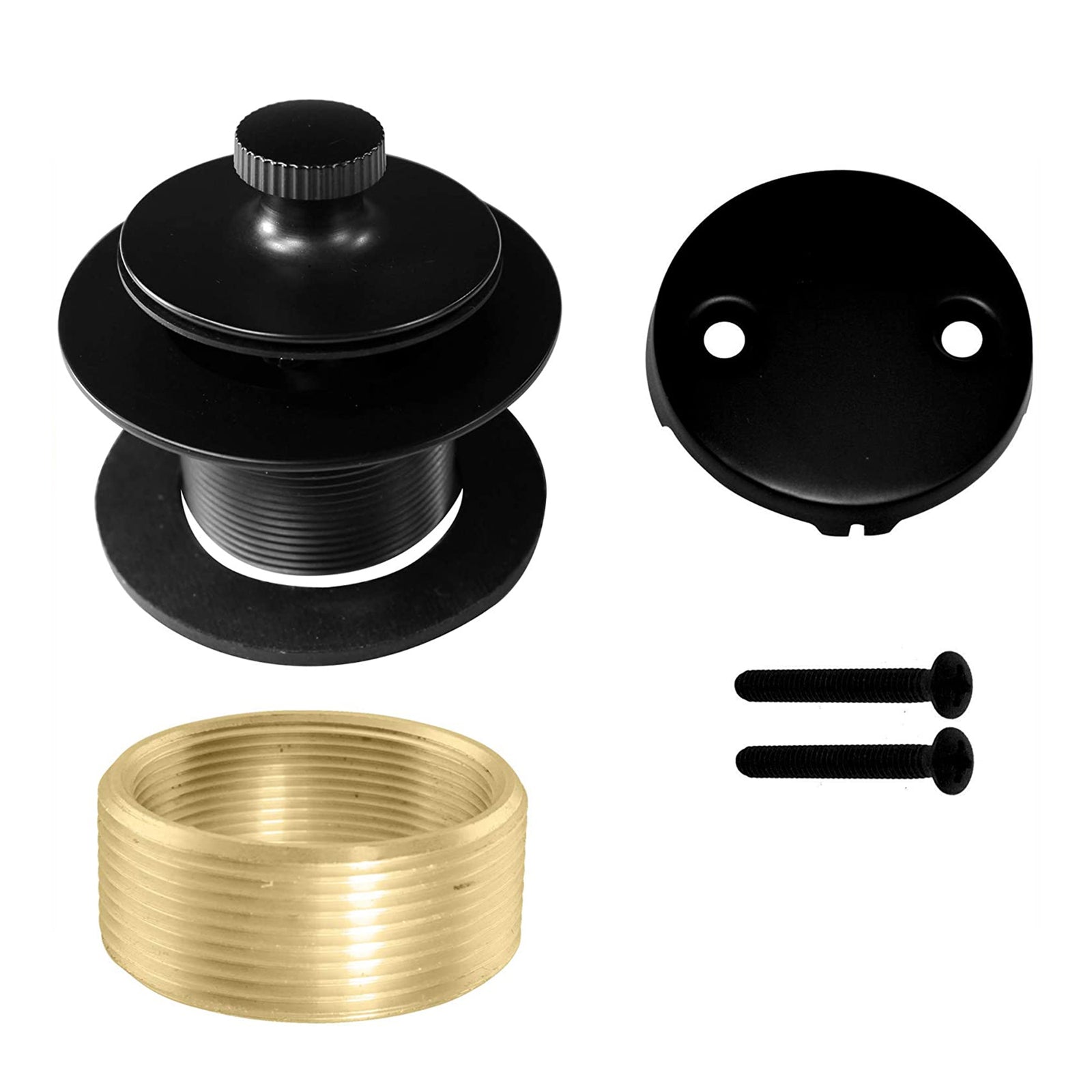 Westbrass 1.5 Inch Dia Twist & Close Bathtub Trim Set w/ 2 Hole Faceplate, Black - VMInnovations