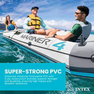 Intex Mariner 4-Person Inflatable River Dinghy Boat w/Pump and Oars(Open Box)