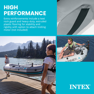 Intex Mariner 4-Person Inflatable River Dinghy Boat w/Pump and Oars(Open Box)