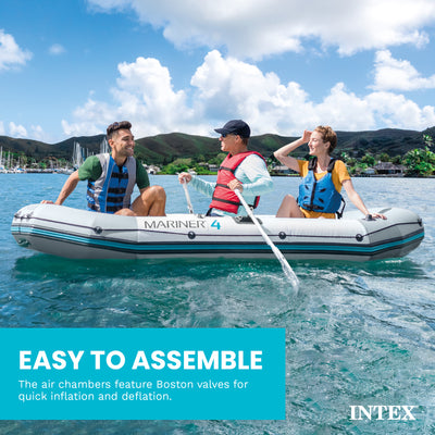 Intex Mariner 4-Person Inflatable River Dinghy Boat w/Pump and Oars(Open Box)