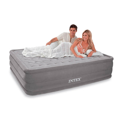 INTEX Ultra Plush Queen Raised Airbed Mattress Bed w/ Built-in Pump (Open Box)