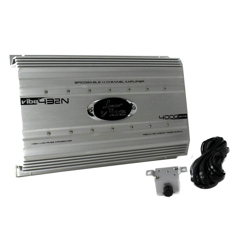 Lanzar 4000 Watt 4 Channel Bridgeable Car Audio Full Stereo Amplifier w/ Remote