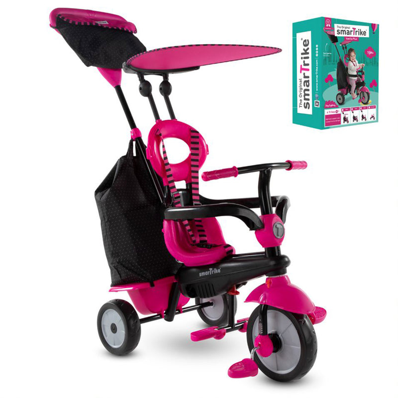 smarTrike Adjustable Vanilla Plus Baby and Toddler Tricycle Push Bike, Pink
