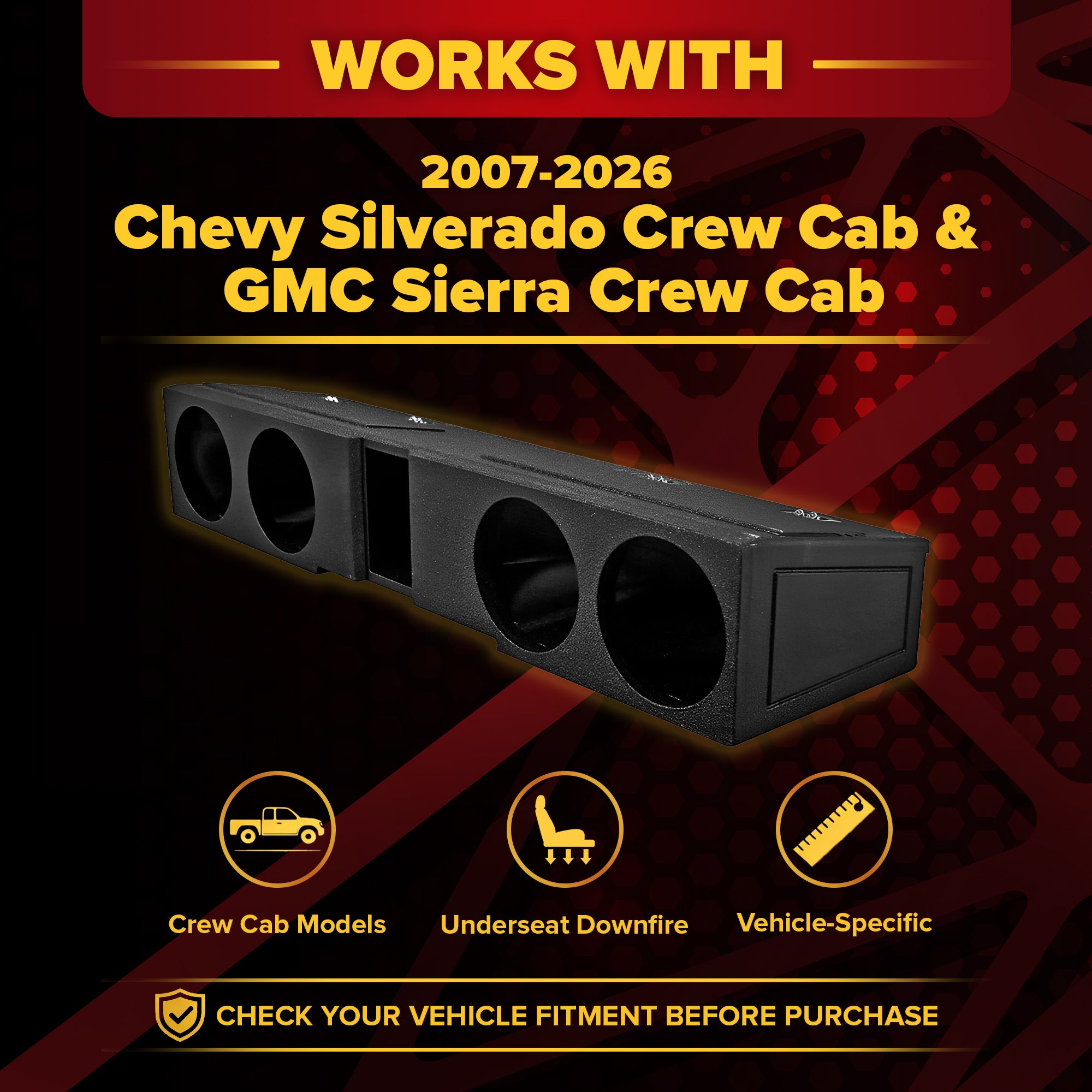 QPower 8 Inch Quad Port Subwoofer Box for GMC and Chevy Crew Cab (Open Box)
