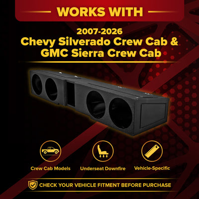 QPower 8 Inch Quad Port Subwoofer Box for GMC and Chevy Crew Cab (Open Box)