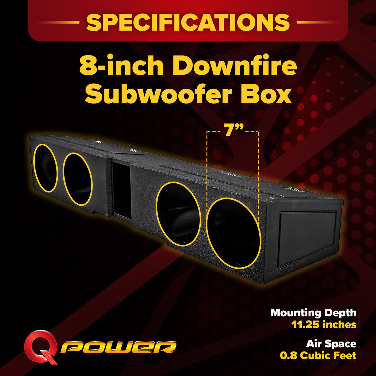 QPower 8 Inch Quad Port Subwoofer Box for GMC and Chevy Crew Cab (Used)