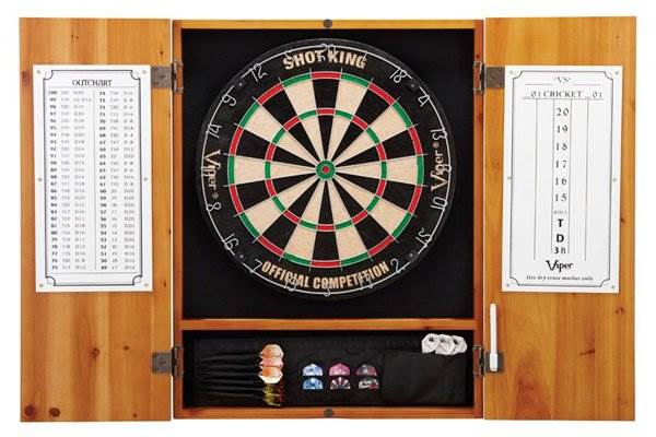 GLD Viper Metropolitan Steel-Tip Dartboard Cabinet - Oak