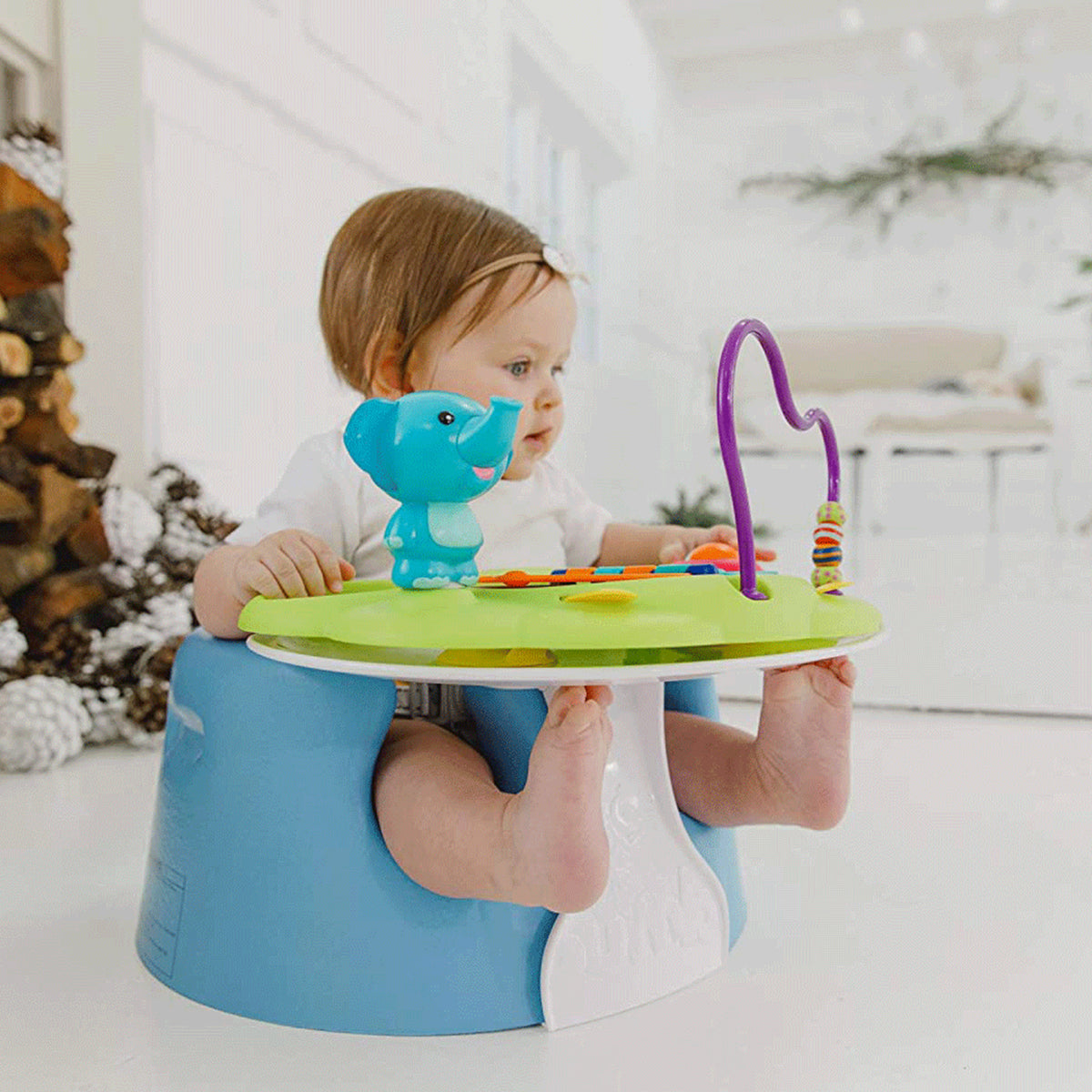Bumbo Baby Soft Foam Floor Seat w/ Adjustable Harness, Powder Blue (Open Box)