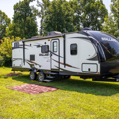 Camco 42882 Reversible 6 Foot by 9 Foot Outdoor RV Awning Leisure Mat, Burgundy