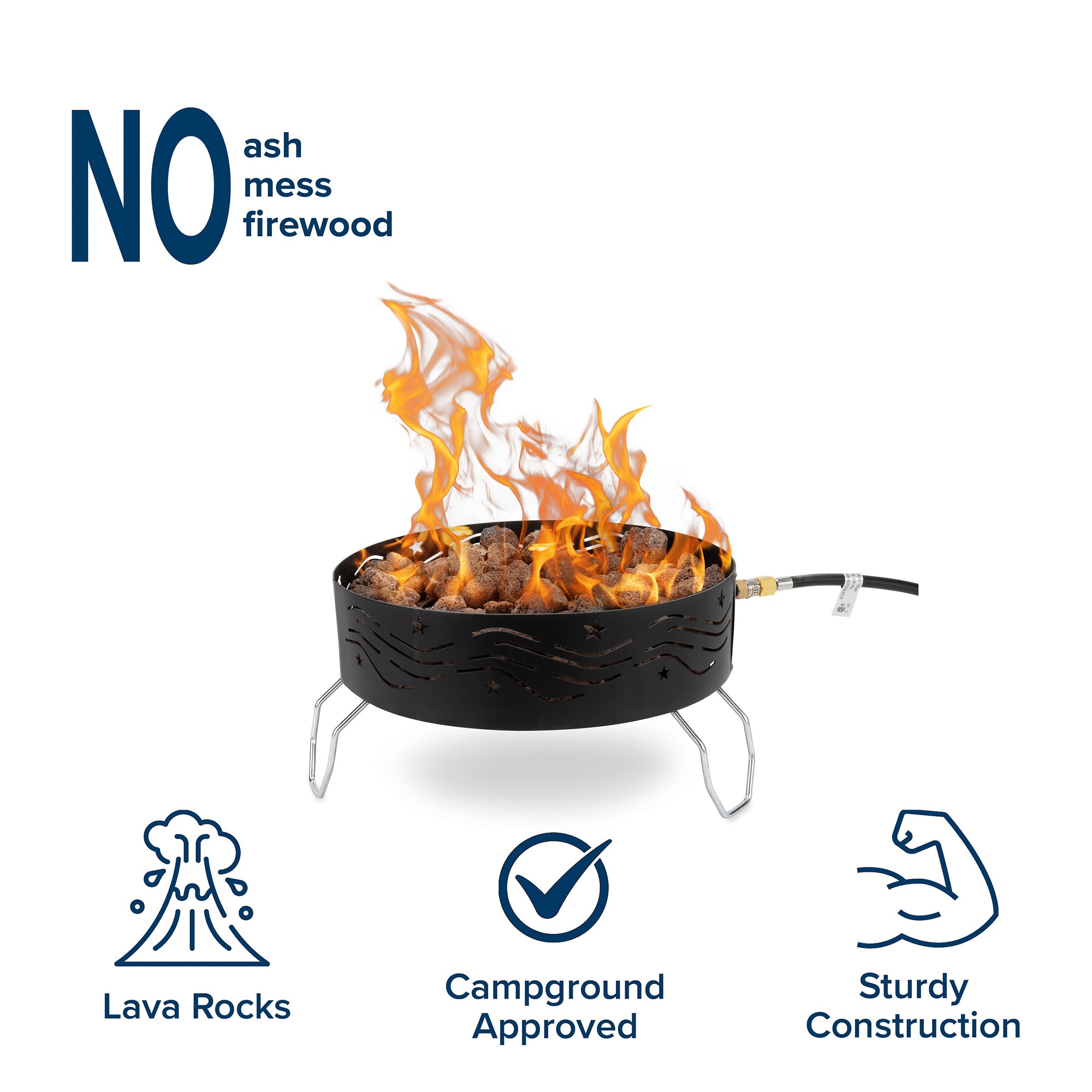 Camco Portable Campfire Propane Heater Fire Pit w/ Lava Rocks, Black (Open Box) - VMInnovations