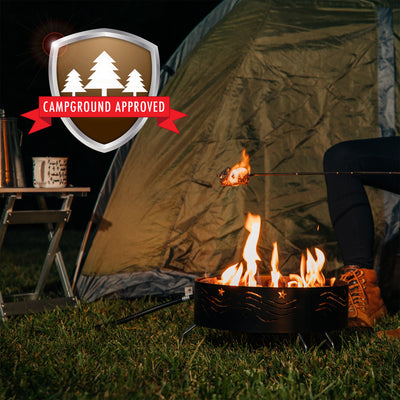 Camco Portable Campfire Propane Heater Fire Pit w/ Lava Rocks, Black (Open Box) - VMInnovations