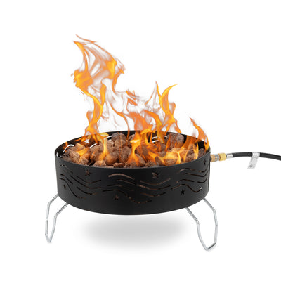 Camco Portable Campfire Propane Heater Fire Pit w/ Lava Rocks, Black (Open Box) - VMInnovations