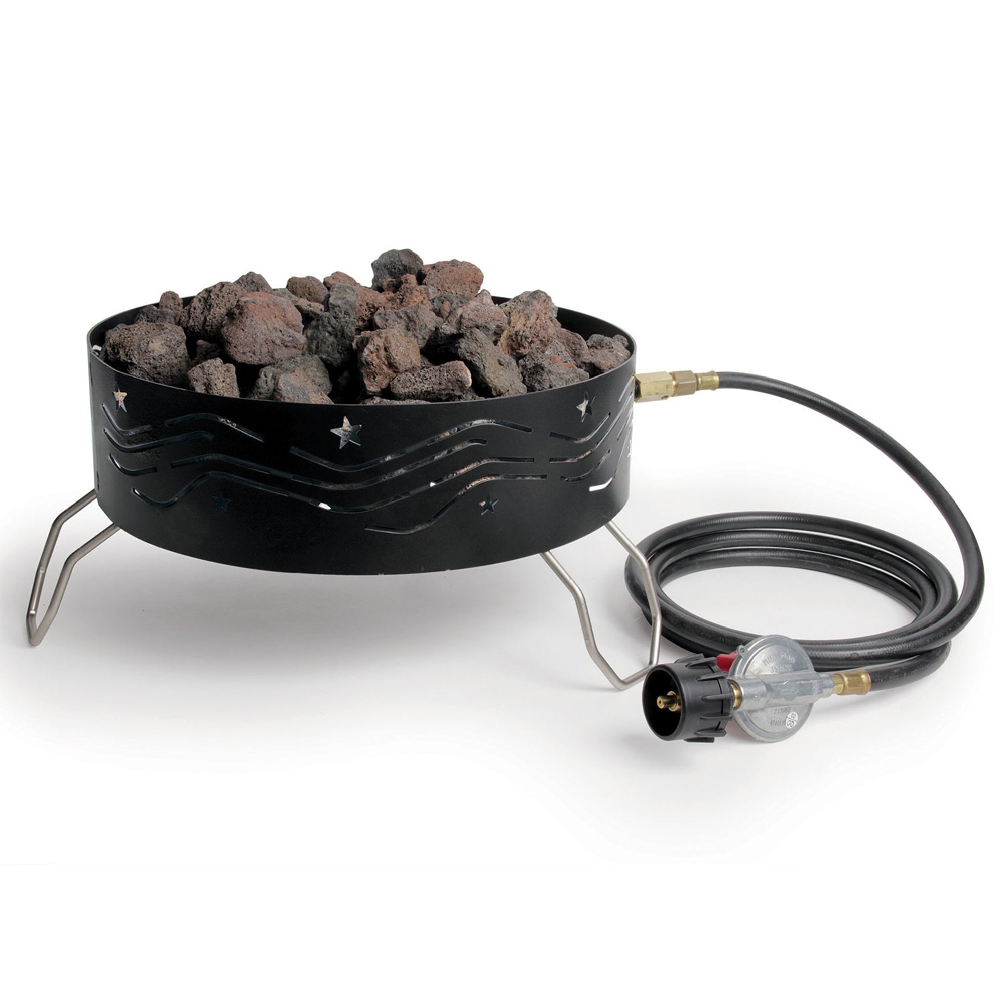 Camco Portable Campfire Propane Heater Fire Pit w/ Lava Rocks, Black (Open Box) - VMInnovations