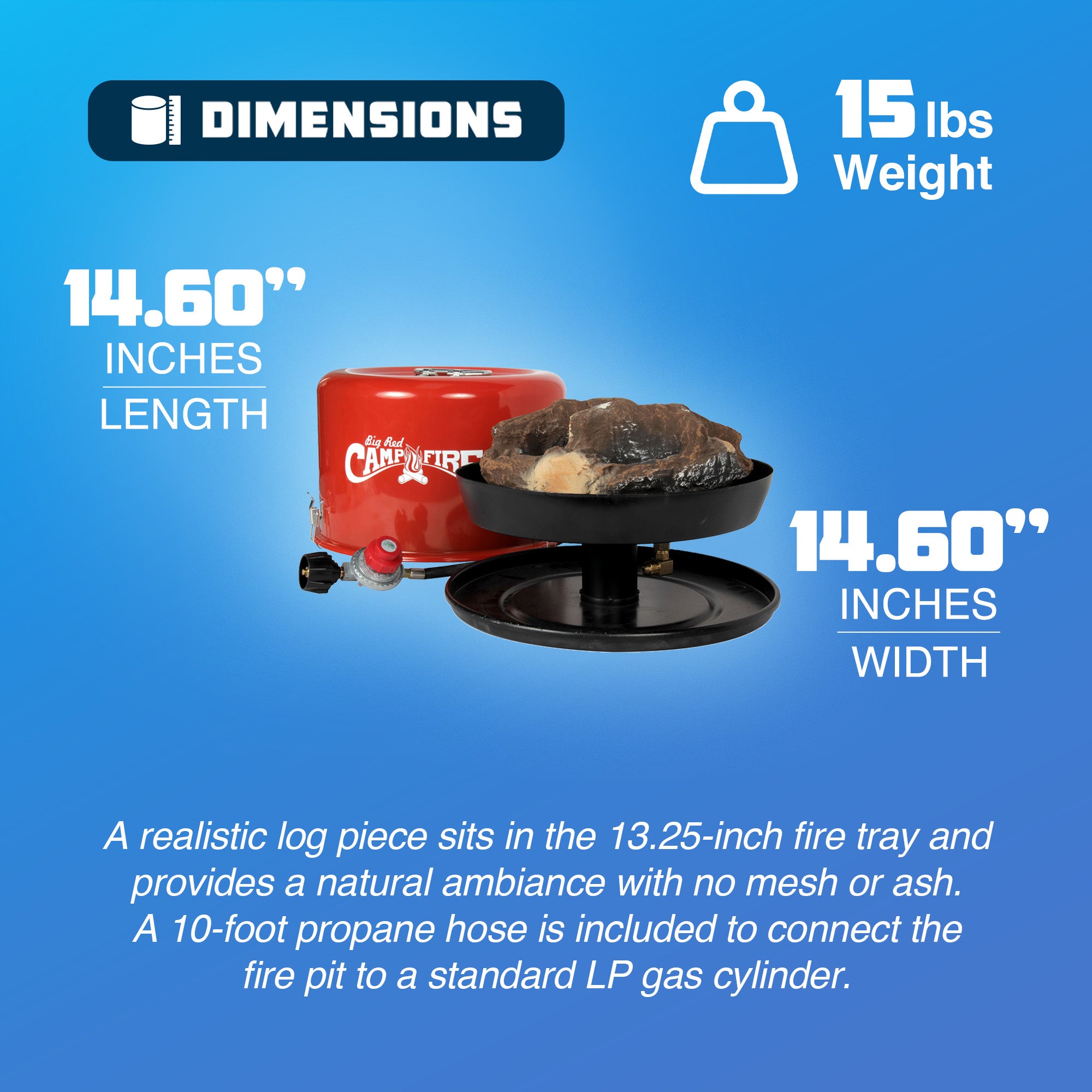 Olympian Big Red Portable Tabletop Propane Heater Fire Pit, 13.25" (For Parts) - VMInnovations