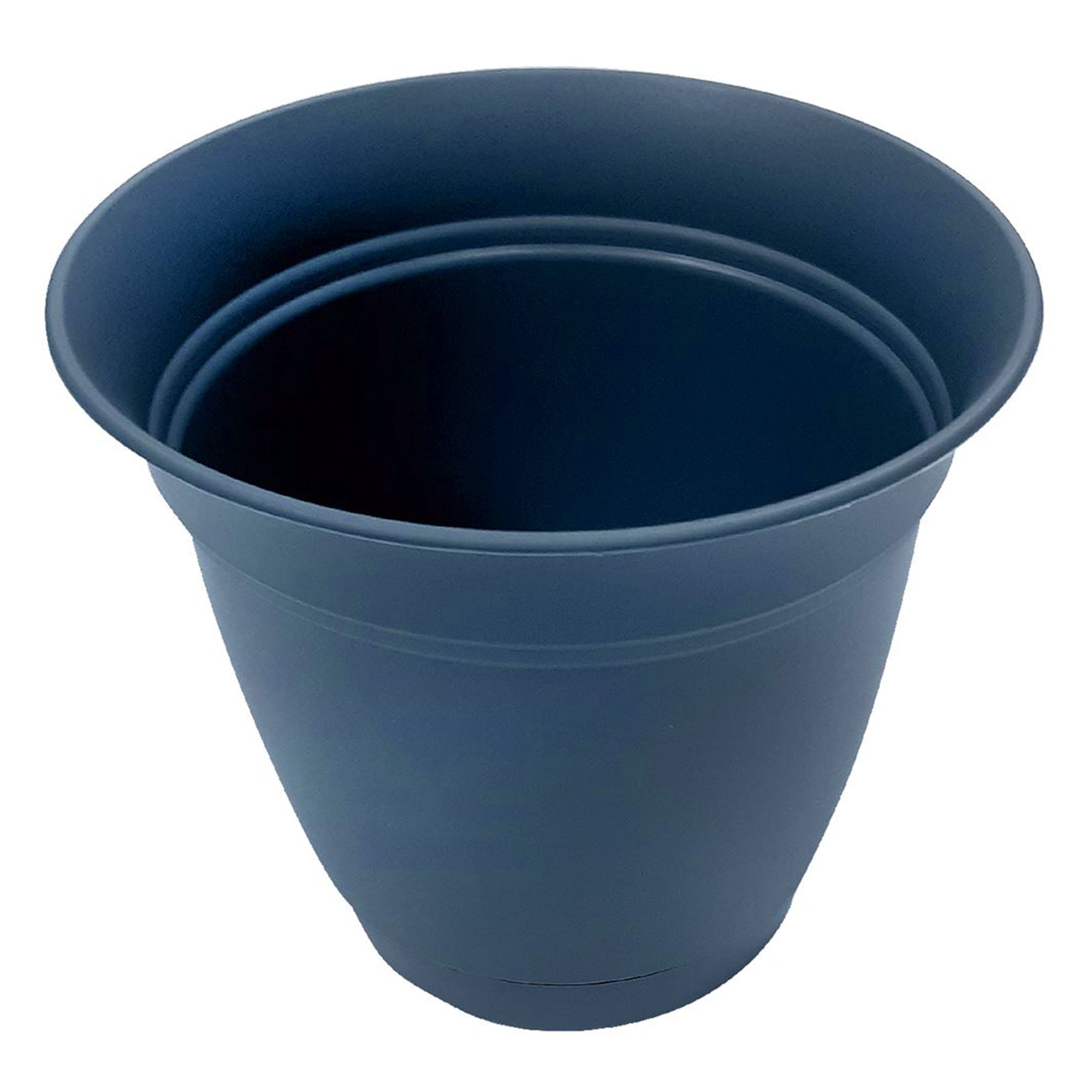 HC Companies 8 Inch Eclipse Planter with Attached Saucer, Peacock Blue (2 Pack)