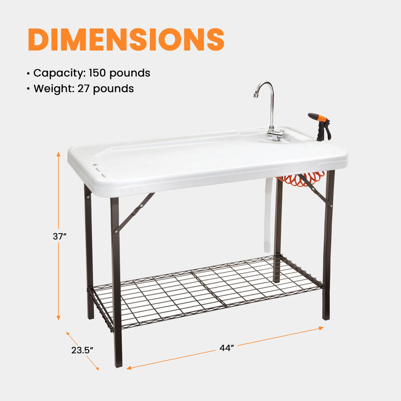 Seek Deluxe Fish and Game Cleaning Table with Faucet and Shelf (Open Box)