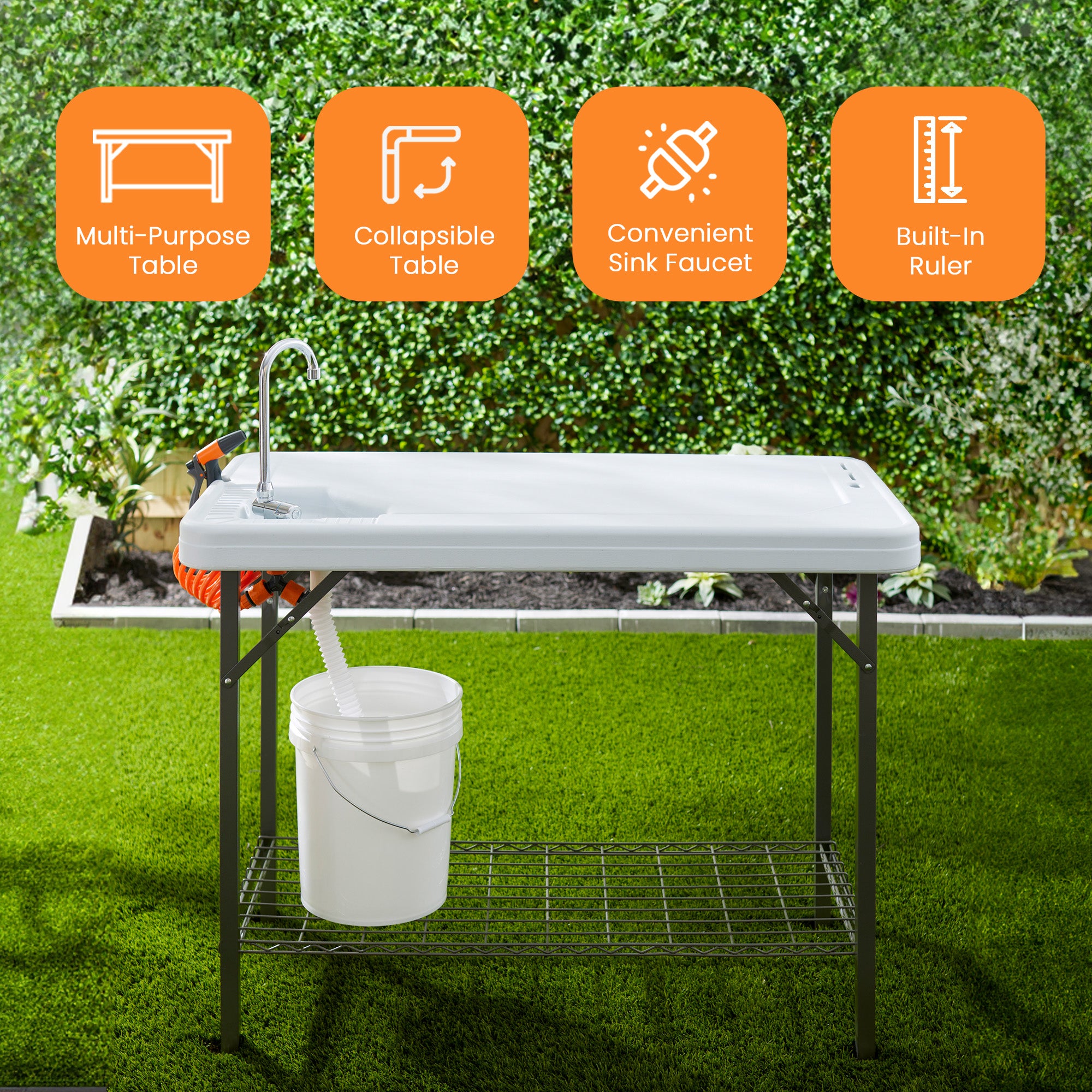 Seek Deluxe Fish and Game Cleaning Table with Faucet and Shelf (For Parts) - VMInnovations