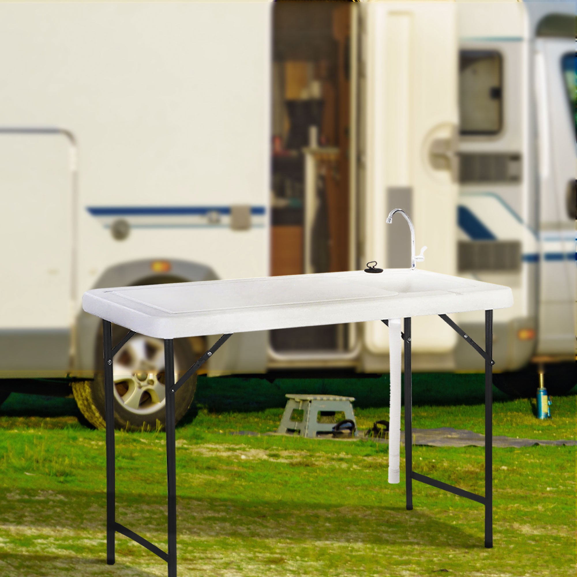 Seek SKFT-44 Folding Fish and Game Cleaning Table with Steel Faucet (Used) - VMInnovations
