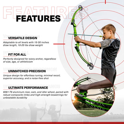 Genesis Archery Original Adjustable Right Handed Compound Bow, Green (4 Pack)