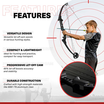 Genesis Gen-X Compound Bow for Archery & Hunting, Right Hand, Black (Open Box) - VMInnovations