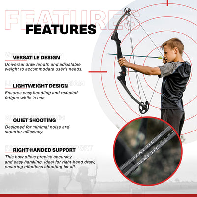 Genesis Original Archery Compound Bow, Right Handed, Carbon (Open Box) - VMInnovations