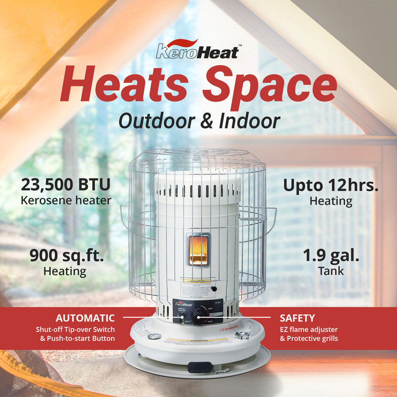 Sengoku CV-23K KeroHeat Convection Kerosene Heater, 23,500 BTU, White (Open Box)