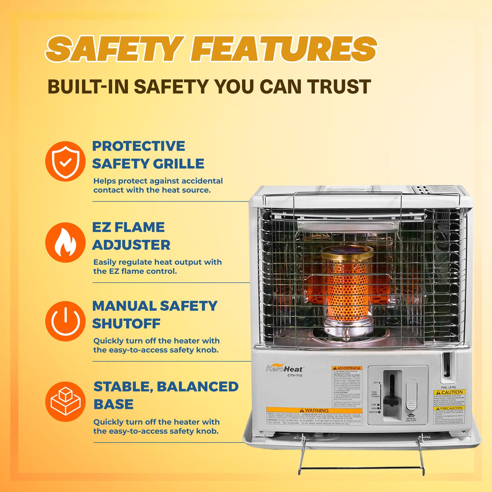 Sengoku CTN-110 KeroHeat Portable Radiant Kerosene Heater, 10,000 BTU - VMInnovations